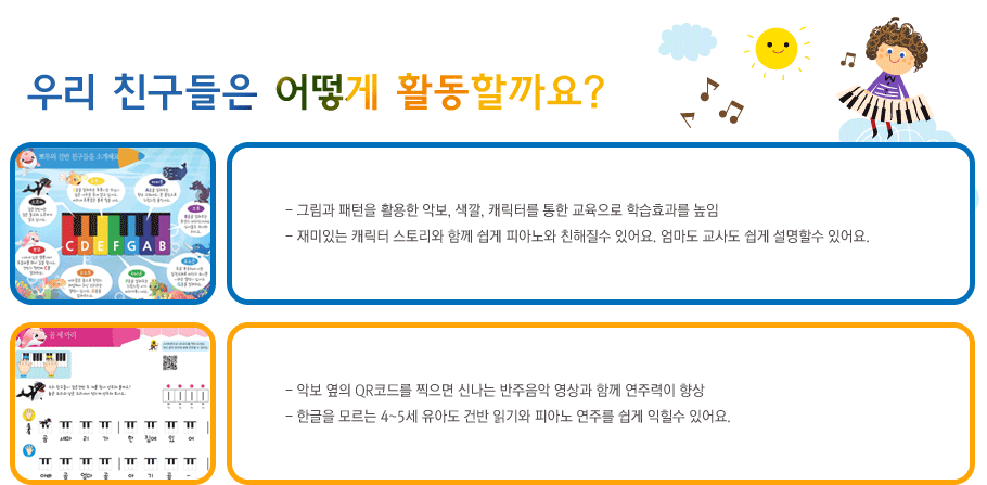 �츮 ģ������ ��� Ȱ���ұ��?- �׸��� ������ Ȱ���� �Ǻ�, ����, ĳ���͸� ���� �������� �н�ȿ���� ����
                - �Ǻ� ���� QR�ڵ带 ������ �ų��� �������� ����� �Բ� ���ַ��� ���
                - ����ִ� ĳ���� ���丮�� �Բ� ���� �ǾƳ�� ģ������ �־��. 
                  ������ ���絵 ���� �����Ҽ� �־��.
                - �ѱ��� �𸣴� 4~5�� ���Ƶ� �ǹ� �б�� �ǾƳ� ���ָ� ���� ������ �־��.